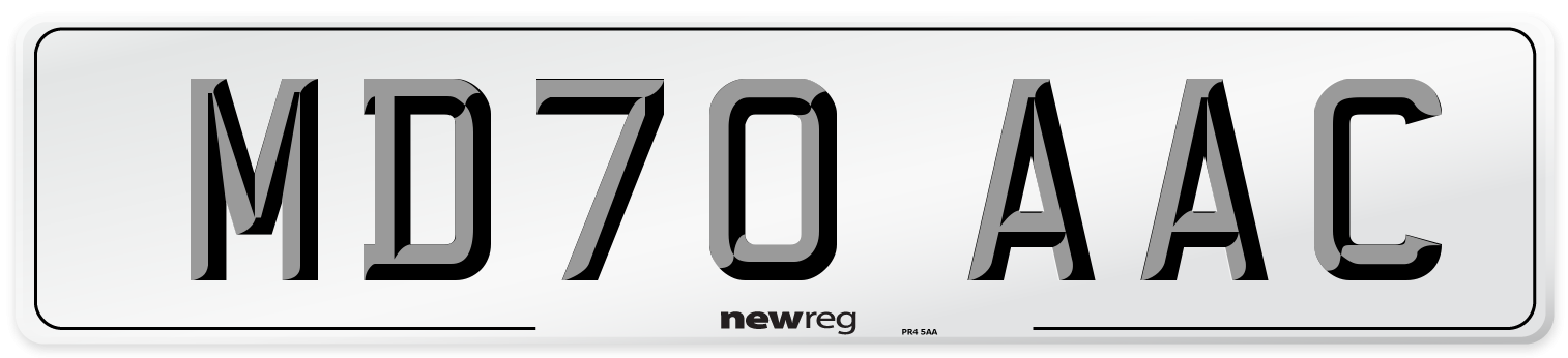 MD70 AAC Number Plate from New Reg